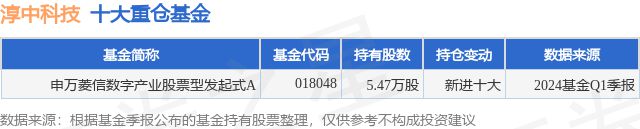 7月17日淳中科技跌931%申万菱信数字产业股票型发起式A基金重仓该股