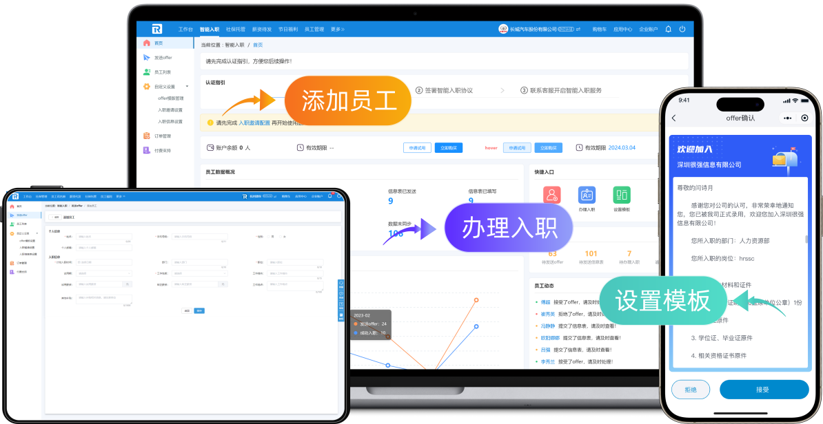 年后大量新员工入职？壹人事智能入职系统一天办理1000人(图2)
