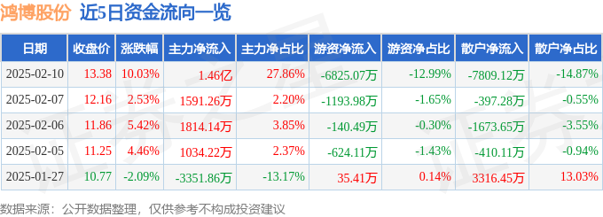 2月10日鸿博股份涨停分析：人工智能大模型东数西算算力人工智能概念热股